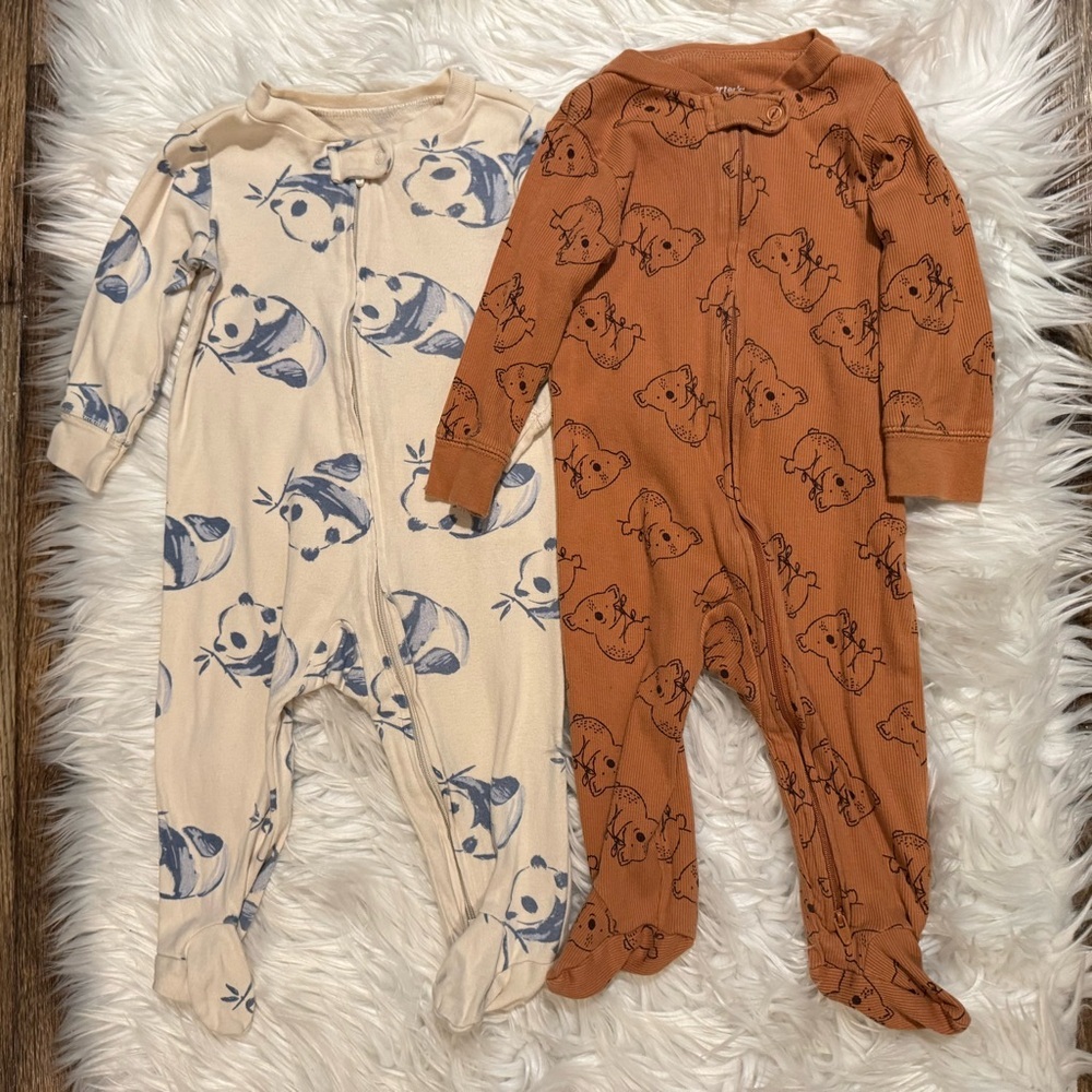 Carter’s Baby Boy 9M 2 Pack Panda Koala Footed Zip Sleepers